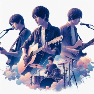 演奏する男4人組バンド 20代前半