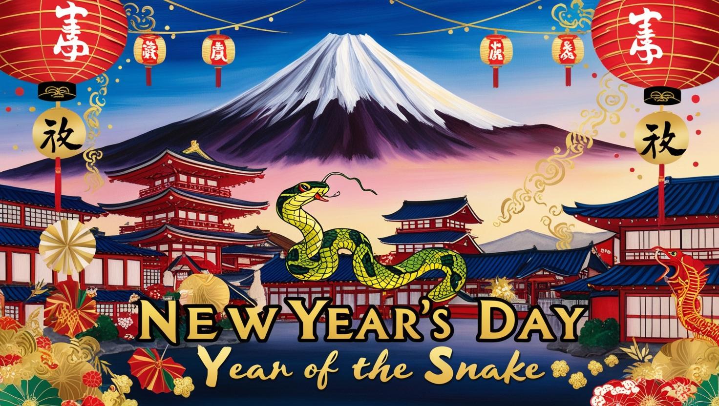 富士山、蛇を描いた２０２５年の画像