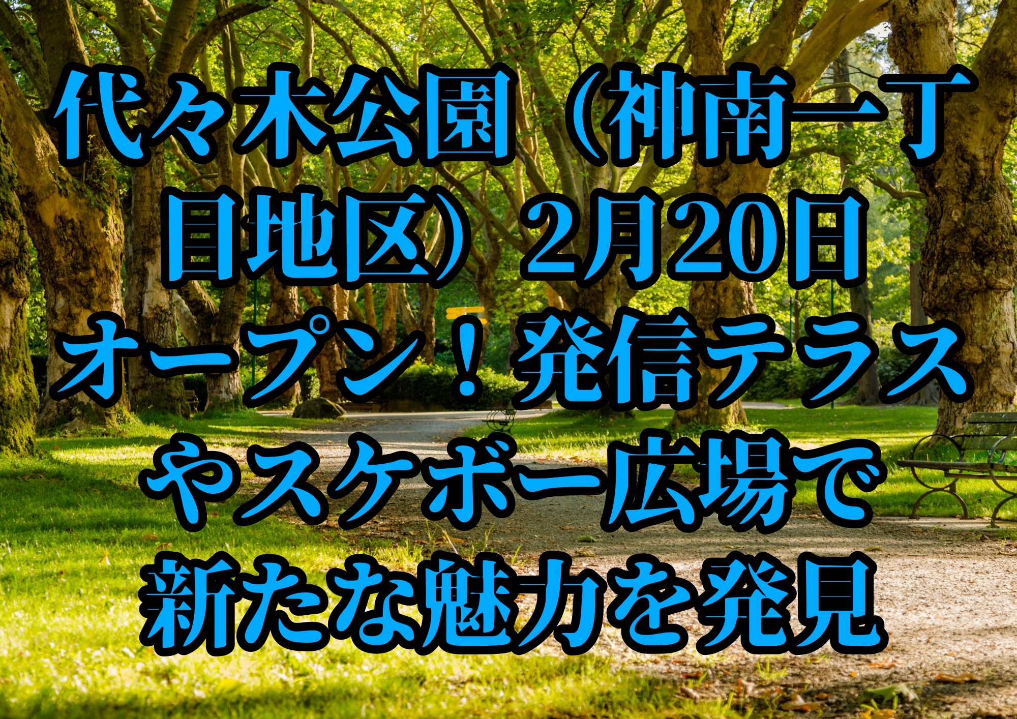 代々木公園（神南一丁目地区）2月20日オープン！発信テラスやスケボー広場で新たな魅力を発見🎧NAYUTAS渋谷校🎧
