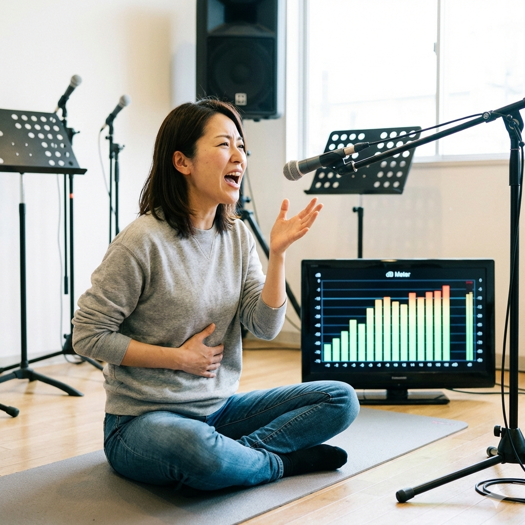 声量アップに効果的な「息を止めて発声→解放で声量比較」とは？