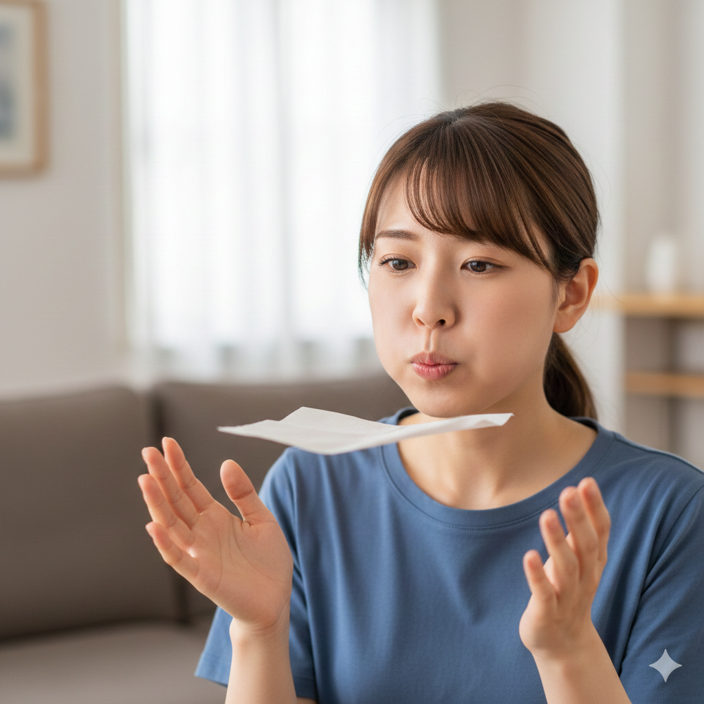 ロングブレスが身につく「吐く息の持続チャレンジ（紙切れを浮かせ続ける）」とは？