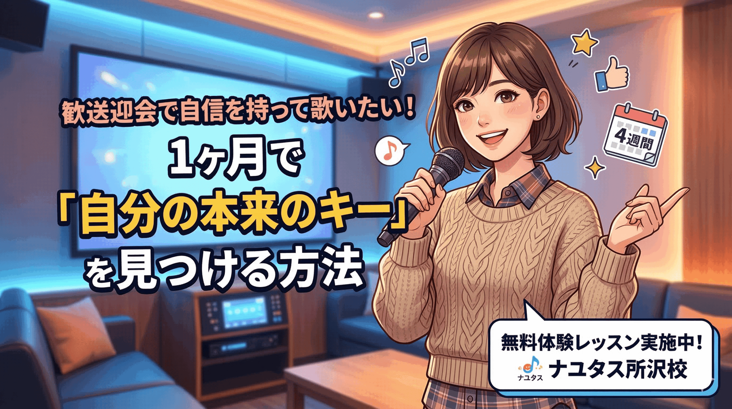 歓送迎会で自信を持って歌いたい！1ヶ月で「自分の本来のキー」を見つける方法【所沢のボイトレ教室】ナユタス所沢校