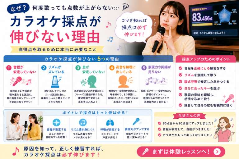 【大井町ボイトレ】カラオケ採点が伸びない理由とは？｜高得点を取るために本当に必要なこと