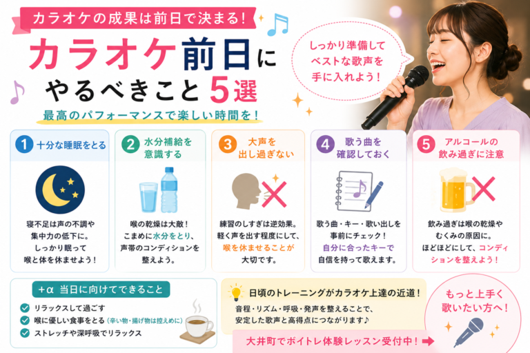 【大井町ボイトレ】カラオケ前日にやるべきこととは？｜当日ベストな歌声を出すための準備