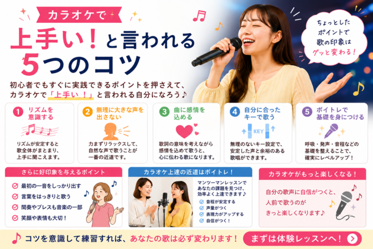 【大井町ボイトレ】カラオケで「上手い！」と言われるコツとは？｜初心者でもできる歌唱力アップのポイント