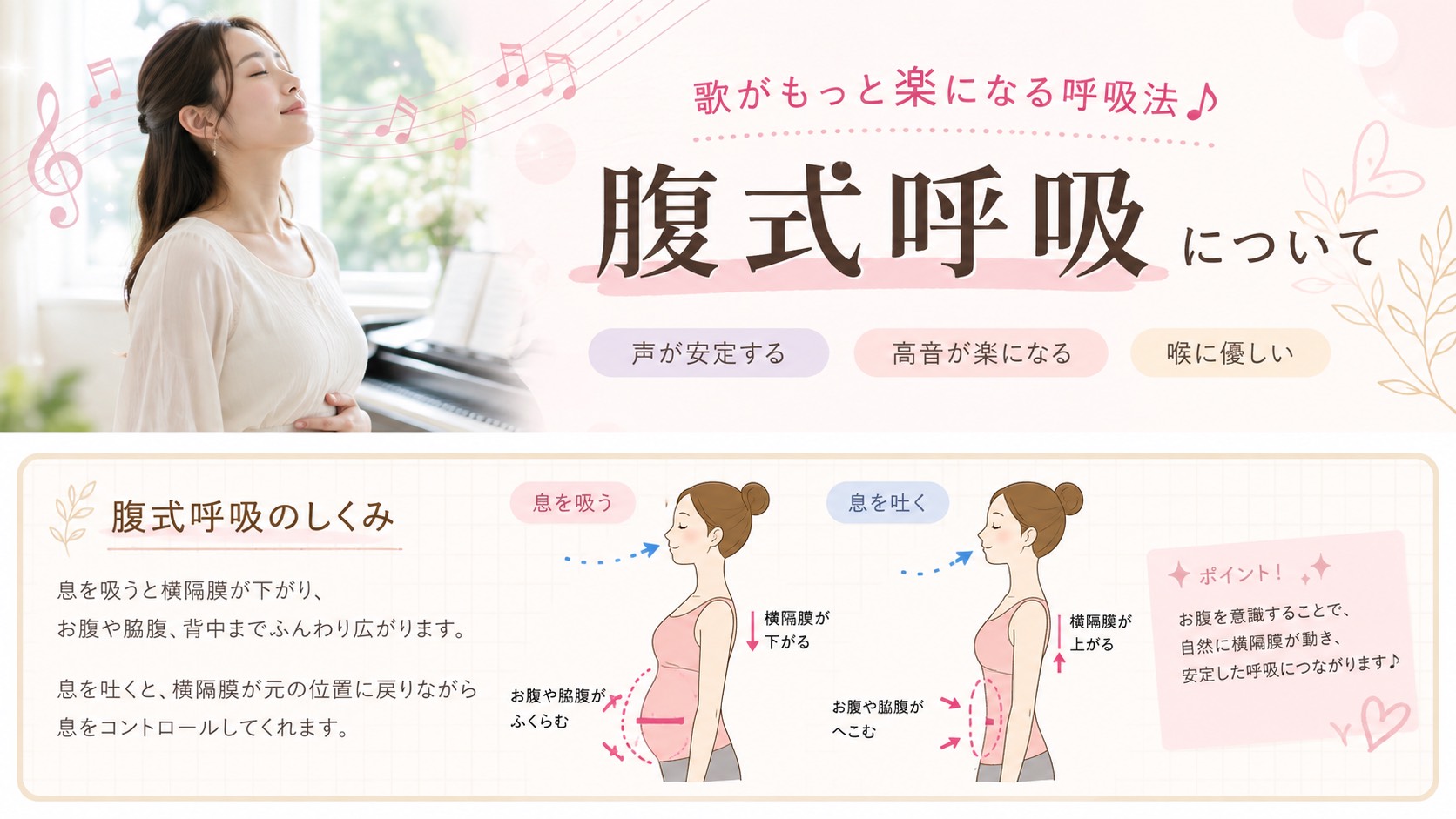 腹式呼吸で歌が変わる！今日から始められる呼吸トレーニング