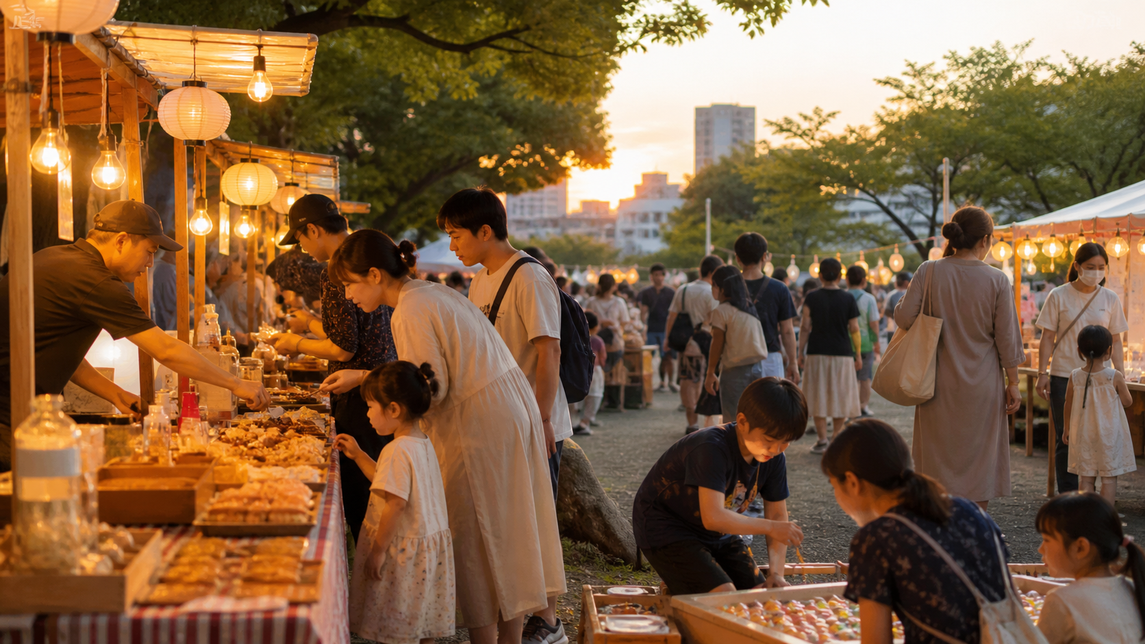 岡山の夕方市と屋台イベントのイメージ