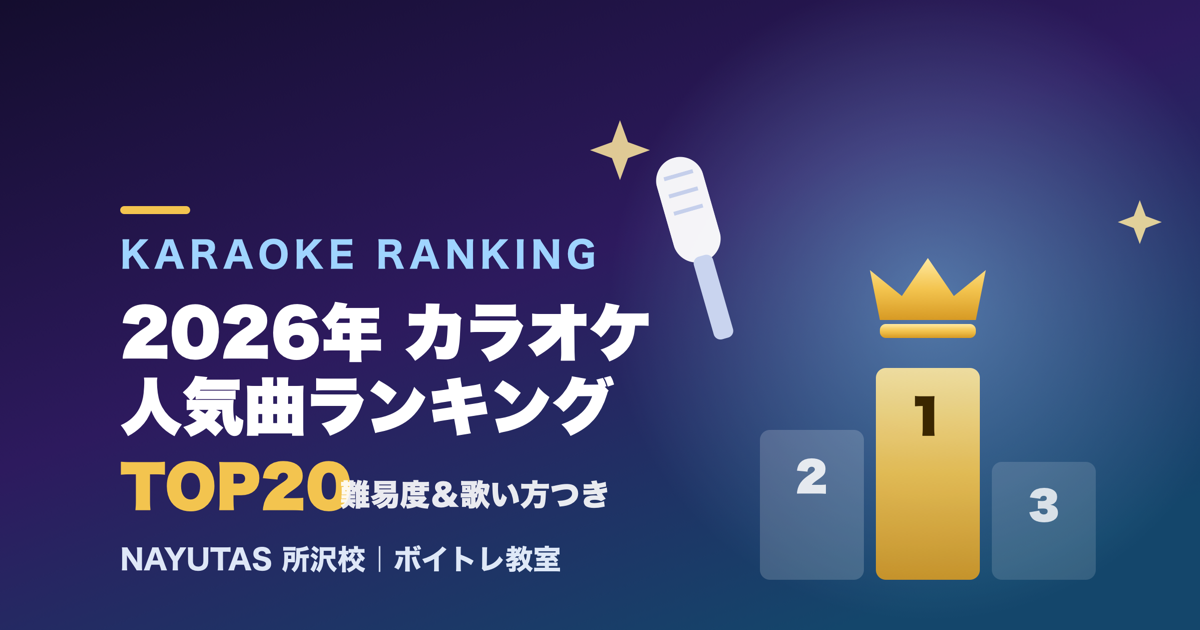 【2026年版】カラオケ人気曲ランキングTOP20｜難易度と歌い方のポイント付き[所沢のボイトレ教室]ナユタス所沢校