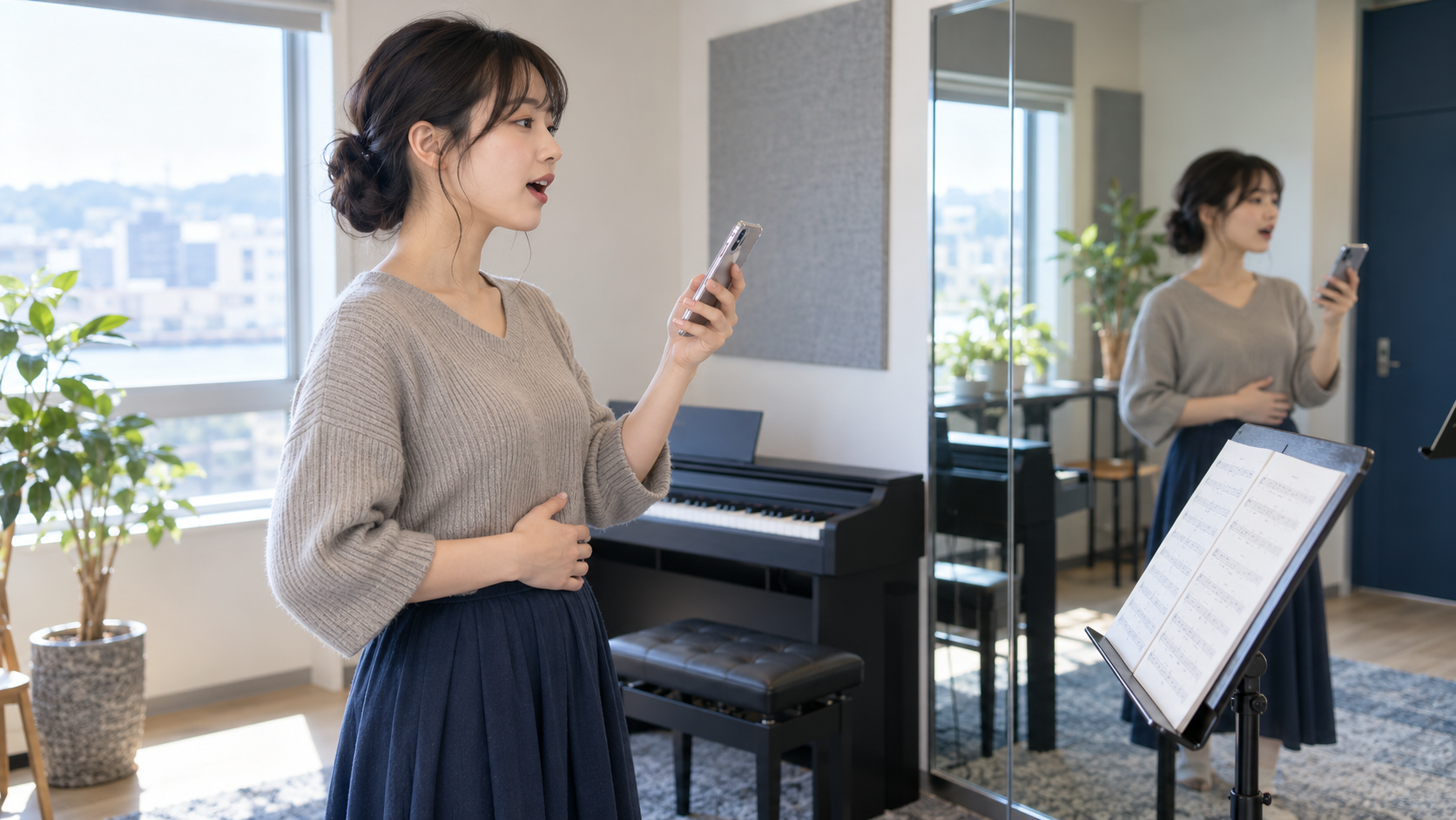 カラオケで音程が下がる人へ|よくある失敗|外れた音を力で上へ押し上げようとする