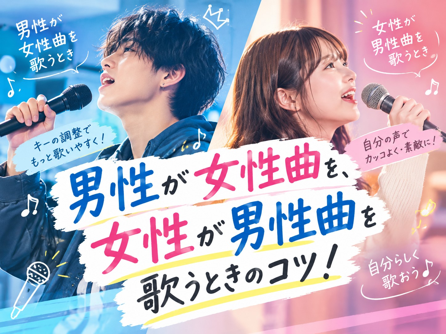 🎤男性が女性曲を、女性が男性曲を歌うときのコツ！