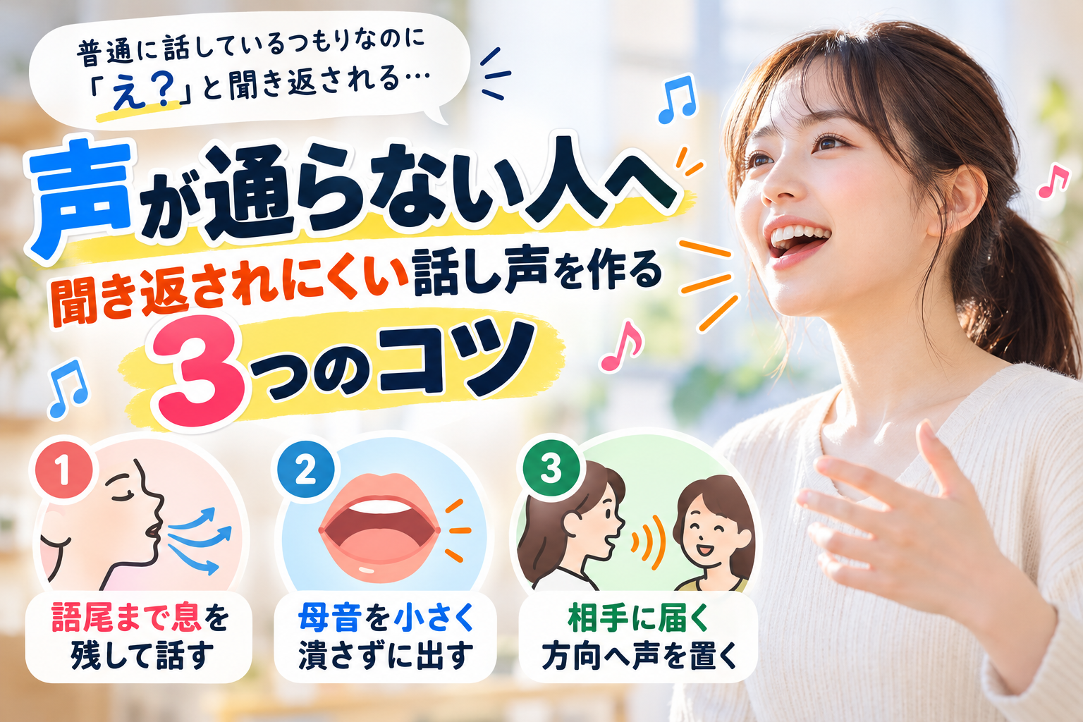 聞き返されにくい話し声を作る3つのコツ｜NAYUTAS岡山校