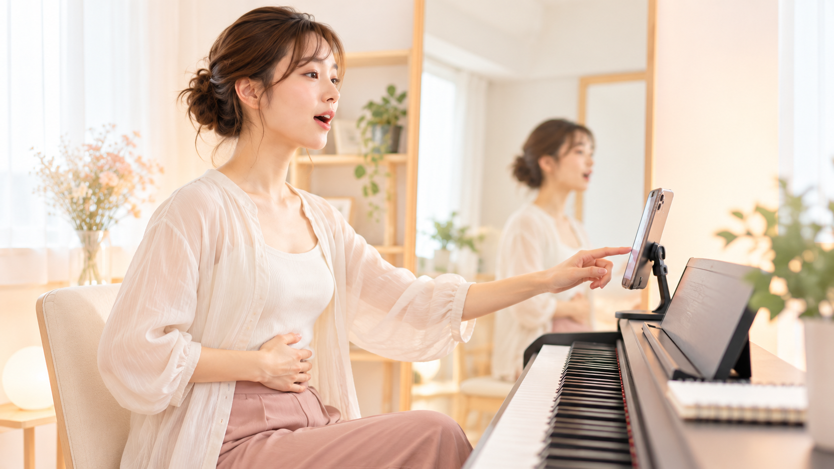 カラオケで音程が下がる人へ|よくある失敗|外れた音を力で上へ押し上げようとする